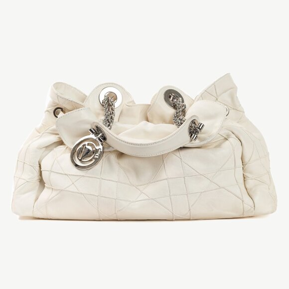Christian Dior Le Trente White Cannage Leather Ruffle Tote - Picture 1 of 13